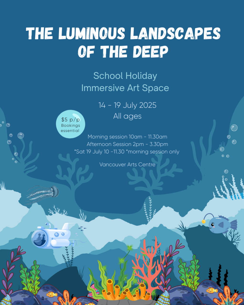 The Luminous Landscapes of the Deep - School holiday Immersive Art Space